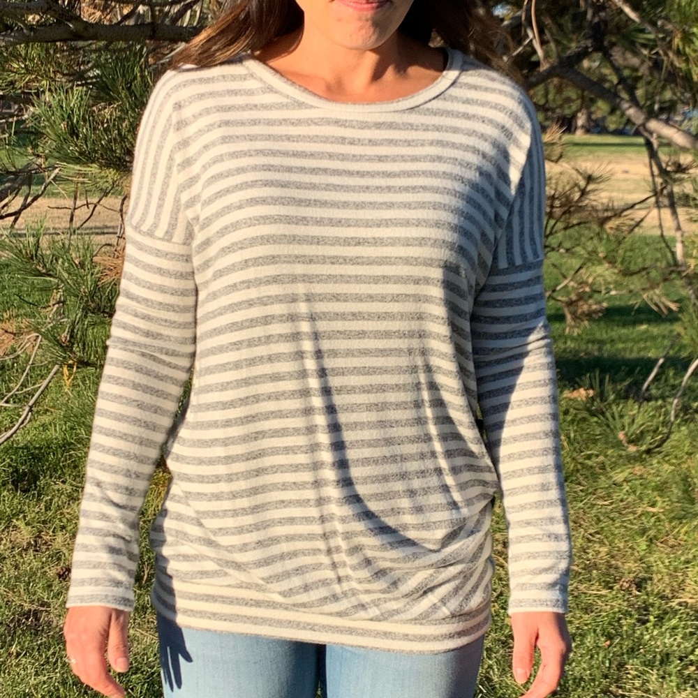 Ivory and Charcoal long sleeve Shirt